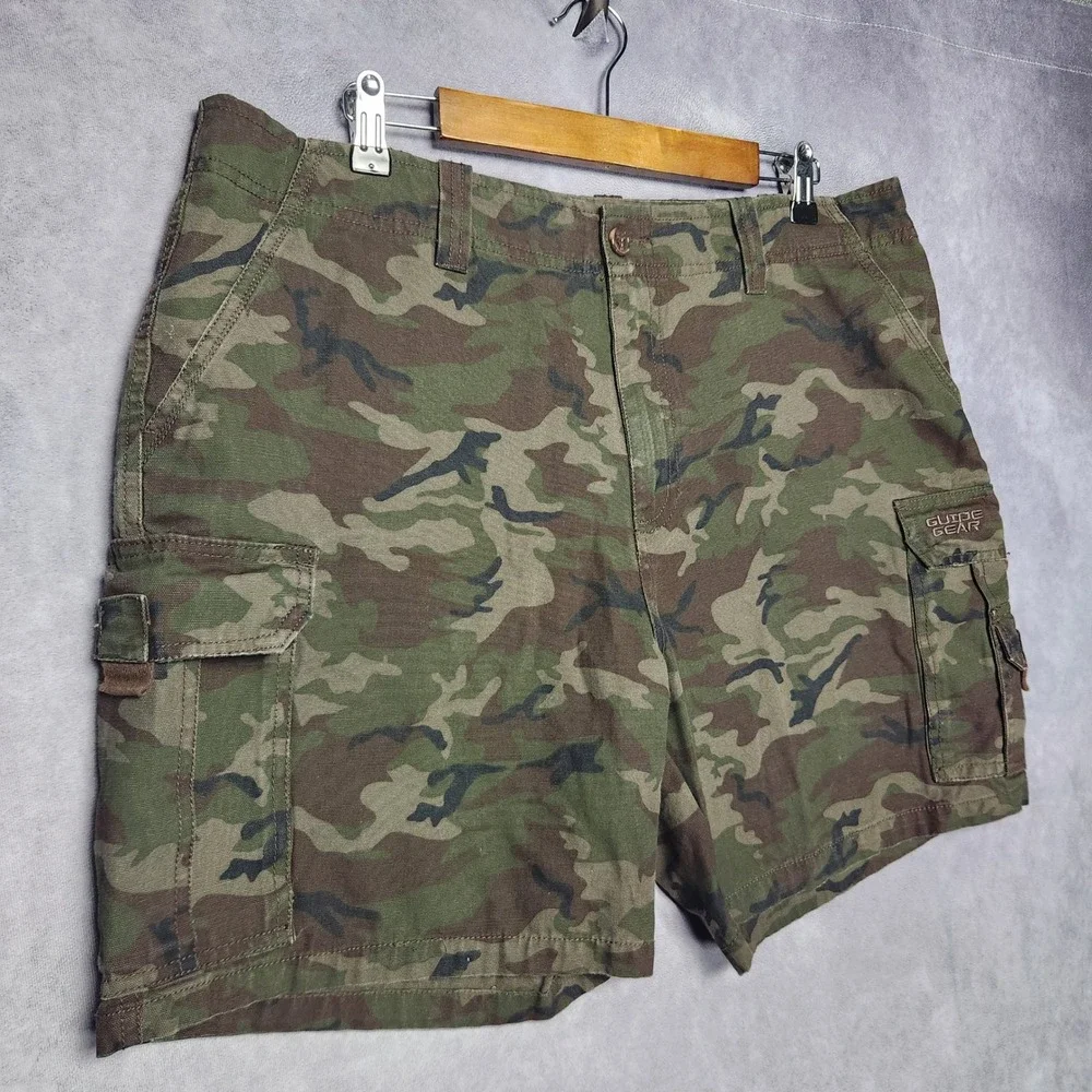 Guide Gear‎ Mens Camo Cargo Shorts Size 38 Woodland Camouflage Cotton Canvas 6in